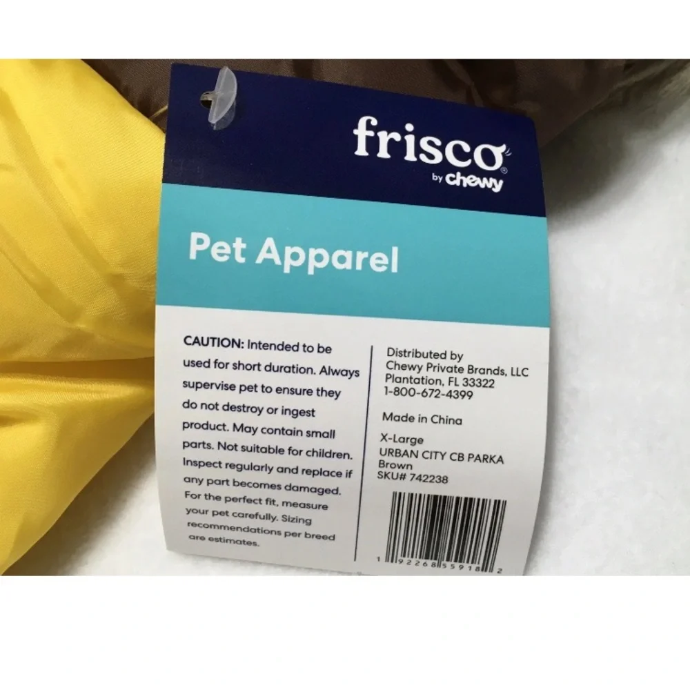 Frisco Pet Apparel XL Dog Brown Colorblock Parka Faux Fur Trim Hood Winter Coat